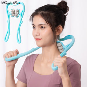 Neck Massager Therapy Neck and Shoulder Dual Trigger Point Roller Self-Massage Tool Relieve Hand Pressure Deep Massage