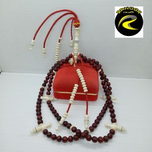 tasbih tijani AKAR BAHAR MERAH KOMBINASI TULANG KERBAU A482