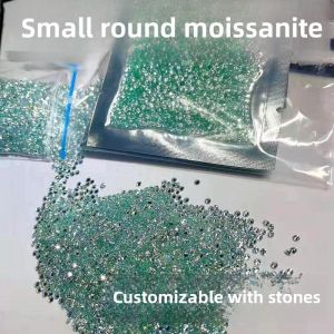 Green Moissanite Diamond 3mm 5mm Fragments Eight Hearts Eight Arrows Jewelry Setting Accessories Fashionable DIY Jewelry Parts