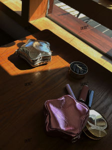 Soft Nourishing Protein Leather Makeup Bag Small Star Storage Pouch Sanitary Napkin Organizer Cosmetic Bag Inner Pocket