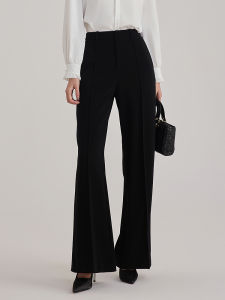 OBEG High Waist Wide Leg Pants Womens Black Slim Fit Spring 2025 New Style Drapey Flared Pants Commute Style Polyester Fiber