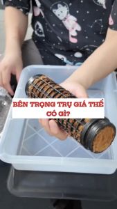 Trụ nhựa giá thể xơ dừa trồng kiểng lá cây leo D20xR5cm - Đen/Trắng | Độc quyền Family Garden