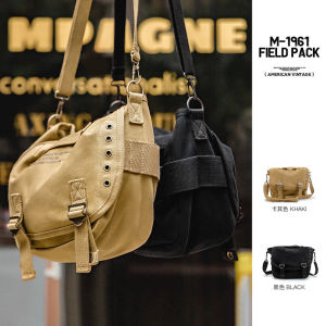 American Retro M1961 Canvas Crossbody Bag Handheld Motorcycle Waist Difference Bag Mens Commuter Bag Casual Pure Color