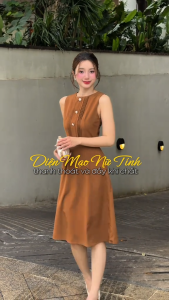 Đầm thiết kế BEMINE cổ tròn sát nách xếp li dáng chữ A phù hợp đi chơi-B565