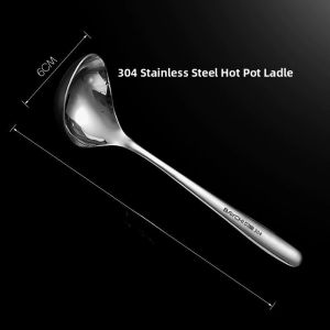 Large 316 Stainless Steel Soup Spoon Deepened Long Handle Kitchen Utensil for Hot Pot Soup Serving Home Use Antibacterial