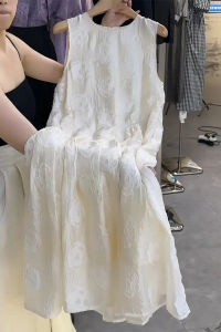 plus Size French Style Sleeveless Dress Slimming Vest Summer Casual Loose A-Line Skirt for Women over 300 Pounds