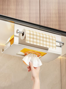 Kitchen Tissue Holder Rack Carbon Steel Storage Organizer for Cabinet Pantry Paper Towel Holder Utensil Wrap Storage Hanger