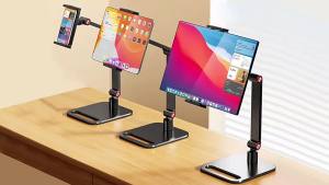 Portable Monitor VESA Stand up to 17" Adjustable 360° Swivel Bracket Tablet Holder Compatible with Tablet Desktop Clamp Stand