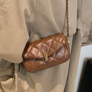 กระเป๋าสะพายข้างผู้หญิงสไตล์เกาหลี ทรงสี่เหลี่ยม ลายเพชร กระเป๋าสะพายข้างแบบอเนกประสงค์ กระเป๋าสะพายข้างแบบโซ่ กระเป๋าสะพายข้าง PU ขนาดเล็ก