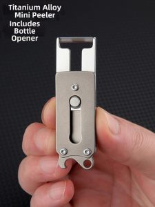 Titanium Alloy Pocket Knife Multi-Functional Outdoor Camping Tool Mini Peeler Keychain Bottle Opener Portable Cooking Utensil