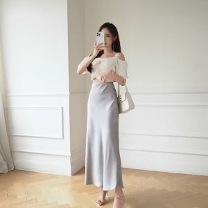 High Waist Fishtail Skirt For Women Plain Trumpet Sheath Skirt