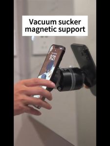 Foldable Portable Vacuum Magnetic Phone Holder Adjustable Rotating Universal Car Mount Suction Cup for Shower/Mirror Durable ABS Material for Car Office Glass Home etc.