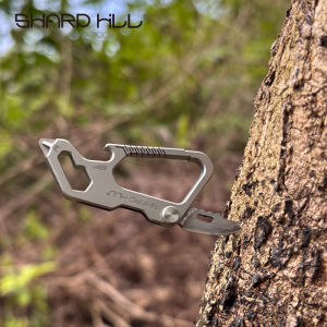Móc khóa đa năng titanium kèm đầu khui bia vặn ốc và lưỡi rọc giấy Damacus EDC M21