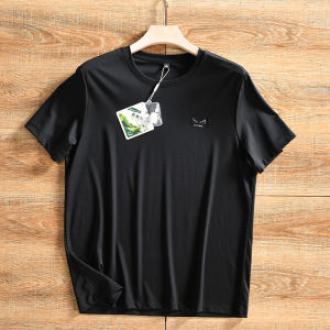 High Quality Mixed Fibers T-Shirt Silk Mulberry Rayon Lenzing Short Sleeve round Neck Versatile Fashionable Summer New Mens T-Shirt