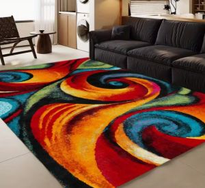 Non-Slip Plastic Dot Bottom Area Large Carpet Line Abstract Geometric Modern Nordic Style Carpet Non-Slip Home Decoration
