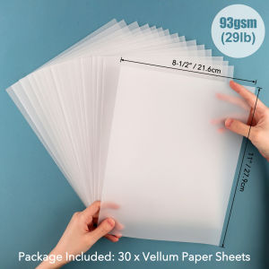 30 Sheets Vellum Paper 8.5x11inch Frosted Smooth Vellum Paper Sheets Translucent Paper Tracing Vellum Paper for Crafts Tracing