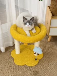 SKISOPGO 4-in-1 คอนโดแมว กรอบปีนแมว กระห่างแมว เสายกลั้ง เสาเชือกป่าน ดอกทานตะวัน