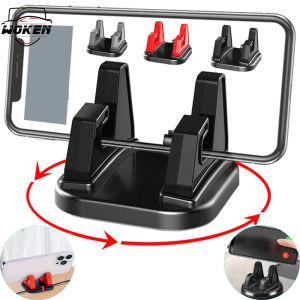 【WOKEN】 Giá giữ điện thoại di động trên ô tô thông dụng với khung cố định chống rung bảng điều khiển xoay 360 ° có thể điều chỉnh được với phụ kiện điện thoại di động Silicon chống trượt cho xe hơi