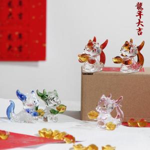 Handmade New Year Dragon Doll Decorative Ornaments Cultural Creative Gifts Zibo Lacquerware Statues Good Luck Mascots Toys for Boys