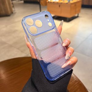 AO.HU | Heat Dissipation Thin Clear Blue Phone Case for Multiple iPhone Models Soft Silicone