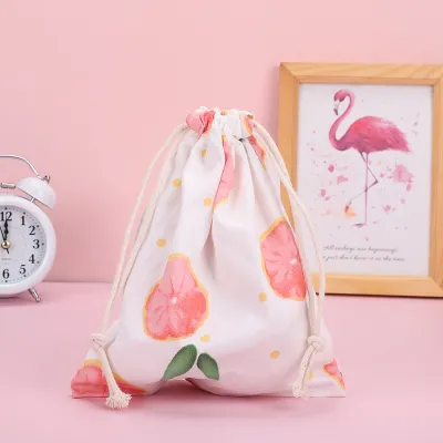 Cotton and Linen Cloth Storage Bag Cartoon Drawstring Drawstring Pocket Student Dance Shoes Organizing Folders Intimates Sundries Small Cloth Bag