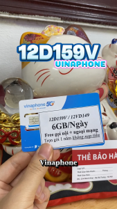 Sim Data 5G Vinaphone 12D159V 6GB/Ngày - Miễn Phí Gọi 1.700 Phút Nội Mạng  Ngoại Mạng - Trọn Gói 1 Năm Không Phát Sinh Chi Phí .  FREESHIP - CHƯA KÍCH HOẠT