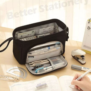 Large Capacity Kawaii Pencil Case Canvas Pen Pouch Boxes Organizer Cute Korean for Girls School Office Supplies Accessories