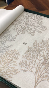 Wallpaper Dinding Pohon Ranting Biru Cream Minimalis Glitter Tekstur Mewah Lux