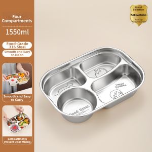 YOULUNMEI | Sectioned Anti-slip Stainless Steel Baby Feeding Tray L