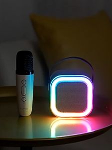 K12ลำโพงบลูทูธ ไมโครโฟนคู่ ของแท้ RGB มินิ แบบพกพา ลำโพงคาราโอเกะไร้สายกลางแจ้งขนาดเล็กSpeaker Bluetooth ลำโพงบลูทูธ ลำโพงบลูทูธช่วยสอน Blutooth Karaoke Speake ไมโครโฟนคู่ ลำโพงร้องคาราโอเกะ มีแสงไฟสีรุ้งสวย