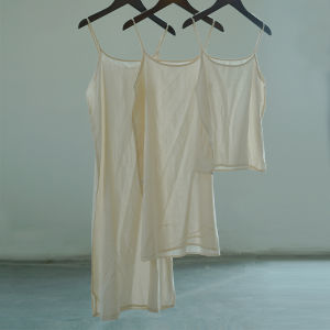 Original Cotton Linen Beige Strap Dress Pure Cotton Vest Dress Mid-Length Base Layer Top Anti-Light Inner Wear Commute Style