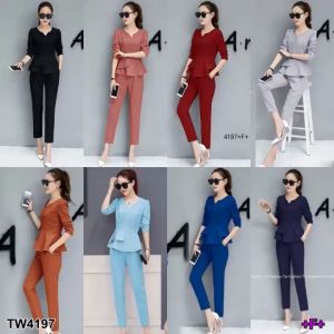 P4197 Set เสื้อชายระบาย+ กางเกงขายาว Set mens shirt + pants