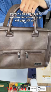 Cặp Da Công Sở Xbags Lavish XB4301 Màu Nâu Cao Cấp Đựng Laptop 14 Inch Chống Nước Chống Sốc Thiết Kế Lịch Lãm Sang Trọng!