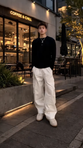 Quần Kaki Túi Hộp Nam Ống Suông Rộng Streetwear - Quần Cargo Pants Cạp Chun Dây Rút Phá Cách 2 Màu