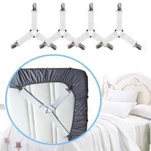 4 Pcs Triangle Bed Sheet Holders Fitted Sheet Clips Adjustable Sheet Suspenders Mattress Gripper Clips for Bed Mattress Cover
