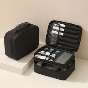 Travel Digital Bag Mobile Power Earphone Data Cable Double Layer Storage Bag Multi Function Oxford Cloth Organizer Bag