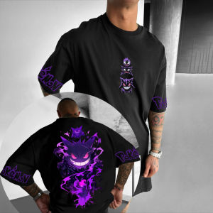 Bandai | Pokémon Animation Derivatives Genger Printing T-shirt Mens and Womens 2025 Summer Oversize Loose Cotton Street Trend Brand Top