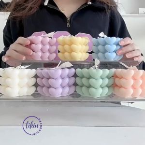 Nến Thơm Handmade TIKIU 3D RUBIK Lập Phương Mẫu Hạt Trái Tim Trang Trí Decor Phong Cách Hàn Quốc Sáp Đậu Nành Tự Nhiên 2023