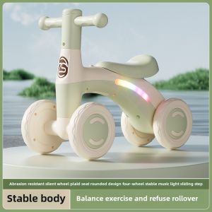 Baby Glider Bike Four-Wheel Toddler Walker Silent Wheels Anti-Tipping Children Balance Training Exercise Mini Ride-On Toys Gifts