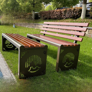 Outdoor Park Benches Corrosion Resistant Wood Square Public Seating Long Benches Modern Chinese Style Residential Furniture