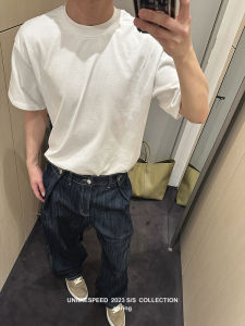 Uniike American Style Short Sleeve T-Shirt Pure Color Heavyweight Small Collar 350g Inner Wear Youth Fashion Casual Loose Fit