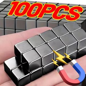 Anglebabylife 100/10ชิ้นลูกบาศก์แม่เหล็กสี่เหลี่ยมเล็กๆบล็อกแม่เหล็กนีโอไดเมียมงานฝีมือ DIY อุปกรณ์การเรียนตู้เย็นในสำนักงาน