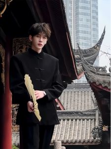 Bộ Đồ Đệm Vai Nam Phong Cách Trung Quốc Mới Cổ Đứng Trang Phục Đường Áo Khoác Thời Đại Cộng Hòa Sinh Viên Đồng Phục Xu Hướng Quốc Gia Bộ Đồ Zhongshan