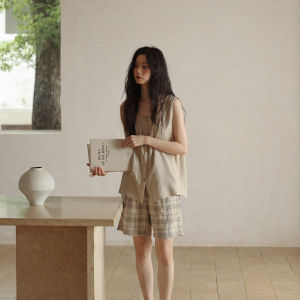 me home wear | Cotton Sleeveless Vest Double Layer Gauze Home Wear