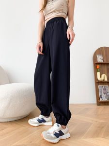 High-Waist Ice Silk Sports Pants Plus Size Casual Running Fitness Quick-Dry Work Clothing with Pocket for Women