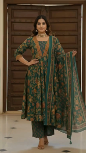 DEBAYU Nayo Cotton Flared Kurta Set with Dupatta Size S to XXL Malaysia