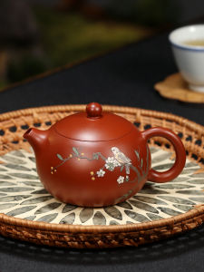 CANGHUTIANXIA | Handmade Clay Drawing Purple Sand Kettle for Home Tea Brewing Xishi Style
