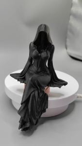 Gothic Faceless Hooded Witch Sculpture Castle Crescent Shadow Ornament