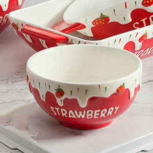 Handmade Ceramic Bowl with Underglaze Color Home Use Heat-resistant