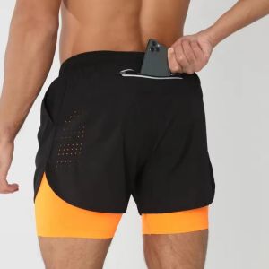 Quần Short Chạy Bộ Nam Hai Lớp Thoáng Khí Nhanh Khô Nhiều Túi Tập Gym Thể Thao Mùa Hè